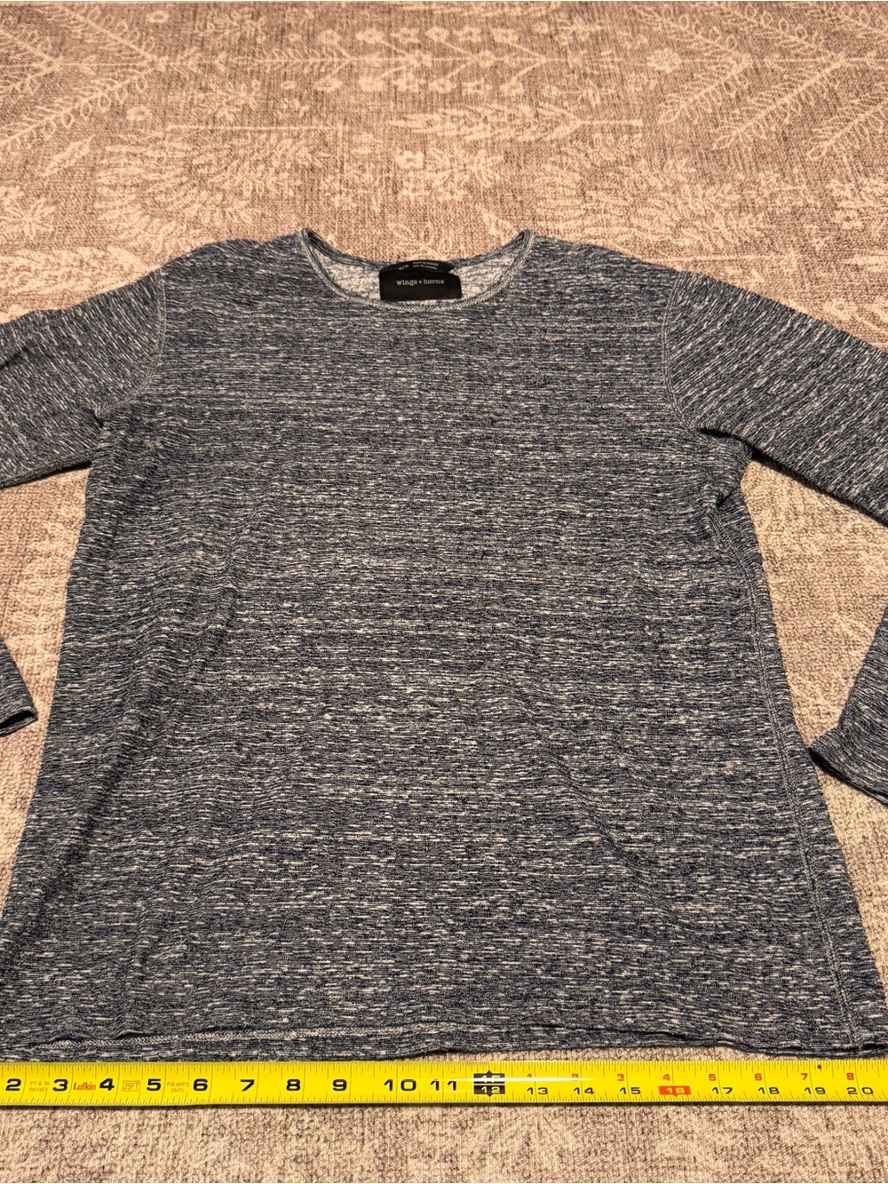 Wings + Horns Blue Heather Crewneck Long Sleeve